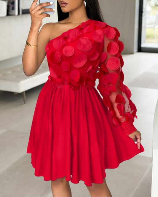 Robe décontractée à patch en maille Froncée à motif Floral