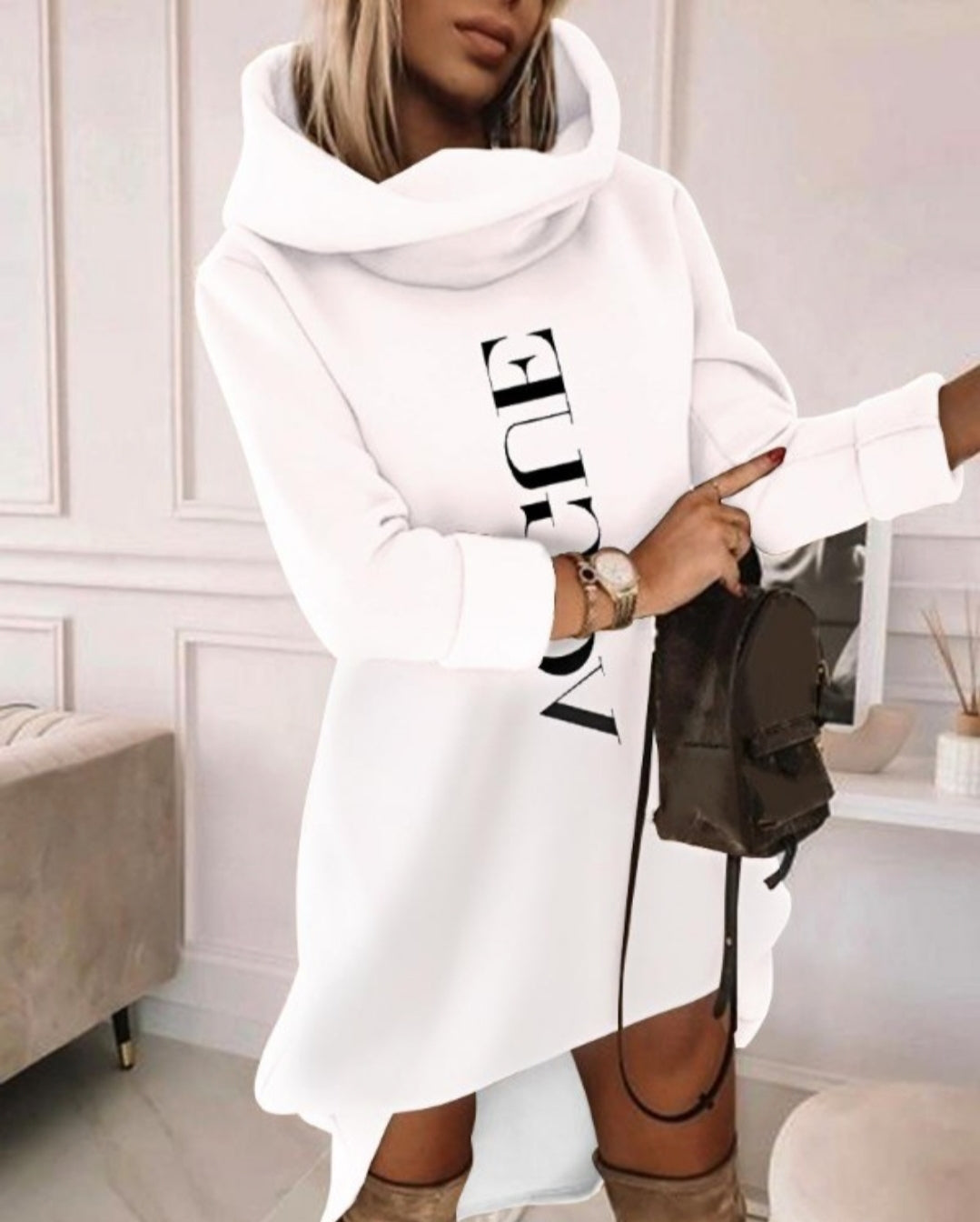 Robe décontractée sweat à manches longue et imprimé lettre