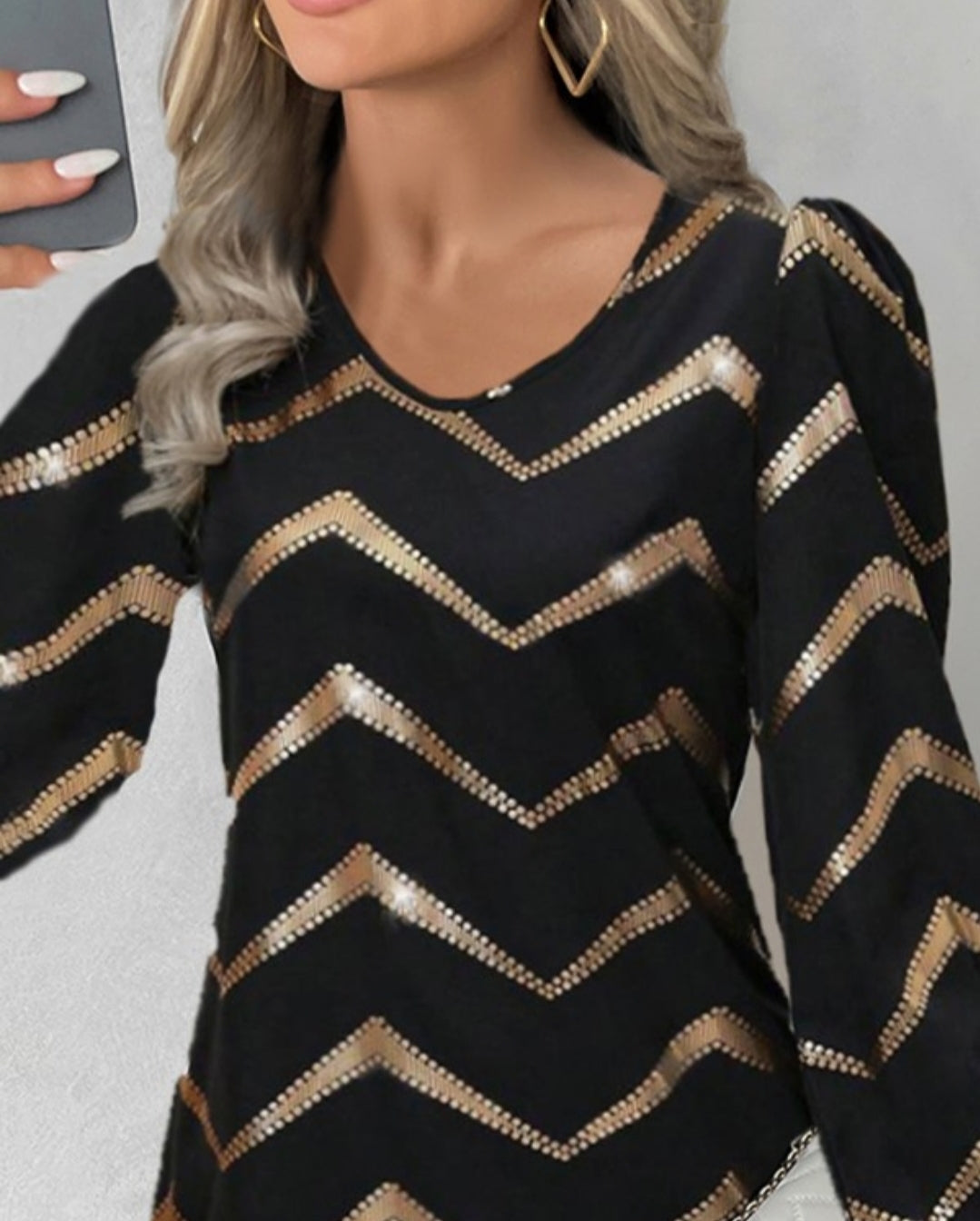 Robe décontractée à imprimé chevron brozant color block