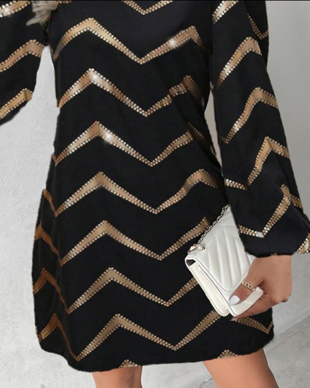 Robe décontractée à imprimé chevron brozant color block
