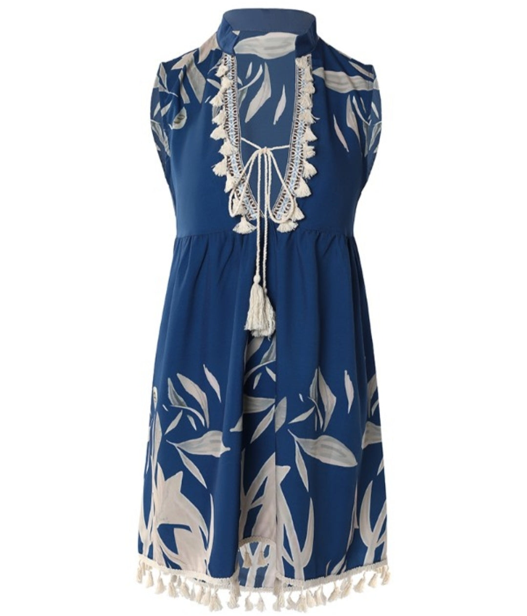 Robe décontractée imprimer gland décor sans manches