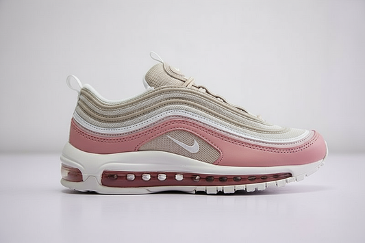 Premièrement, les baskets Nike Air Max 97 Femme incarnent un design emblématique et audacieux.