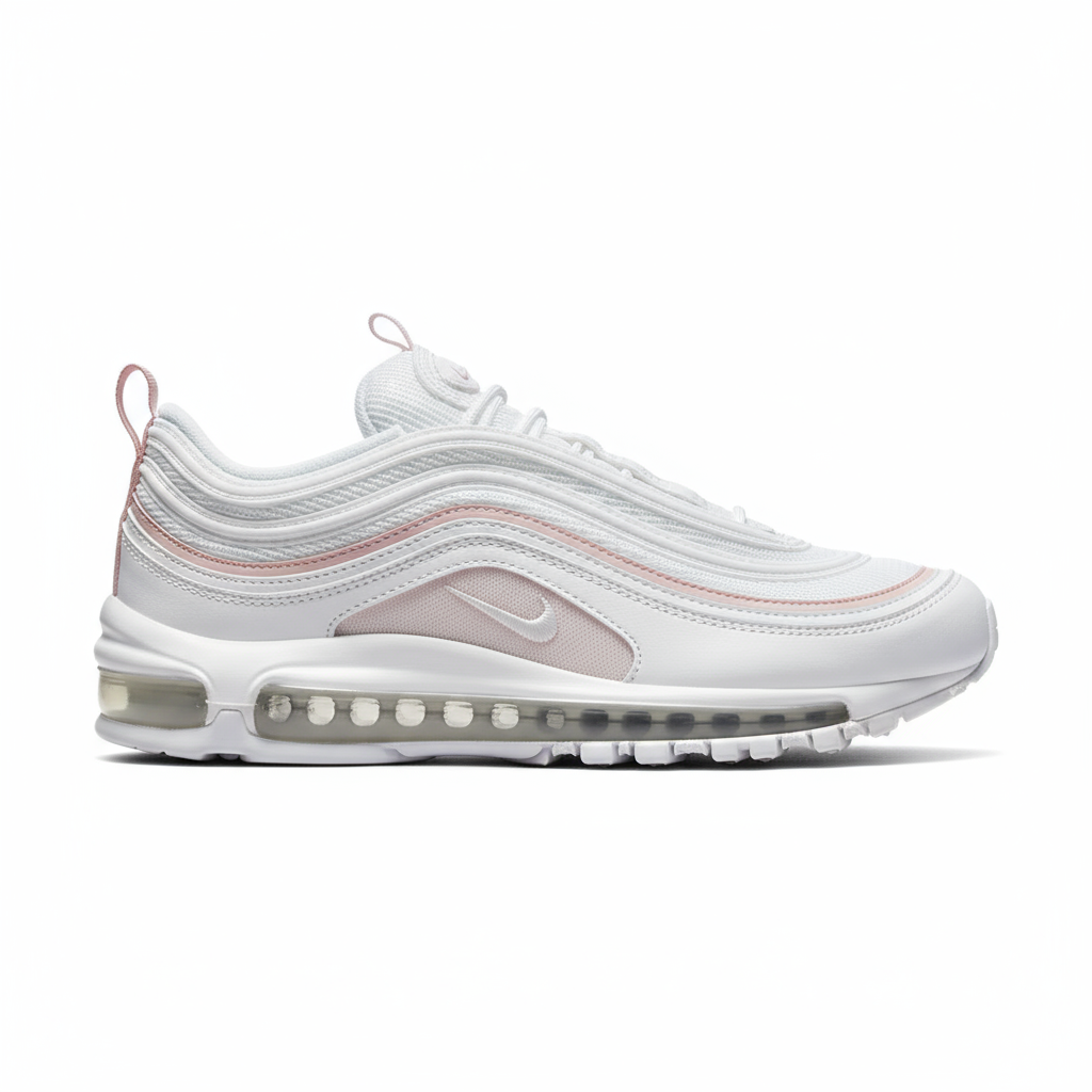 Premièrement, les baskets Nike Air Max 97 Femme incarnent un design emblématique et audacieux.