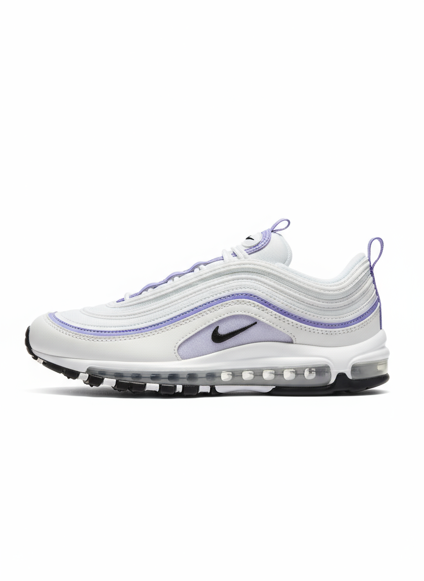 Premièrement, les baskets Nike Air Max 97 Femme incarnent un design emblématique et audacieux.

Inspirées des lignes fluides des trains à grande vitesse japonais.