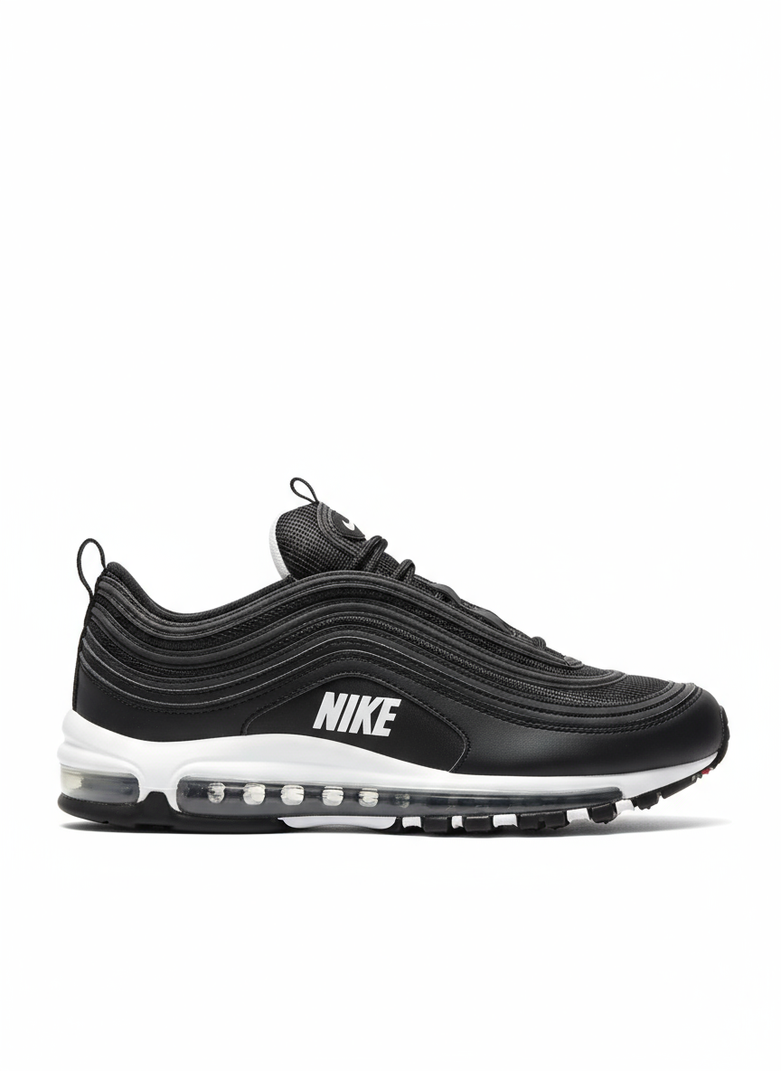 Premièrement, les baskets Nike Air Max 97 Femme incarnent un design emblématique et audacieux.

Inspirées des lignes fluides des trains à grande vitesse japonais.