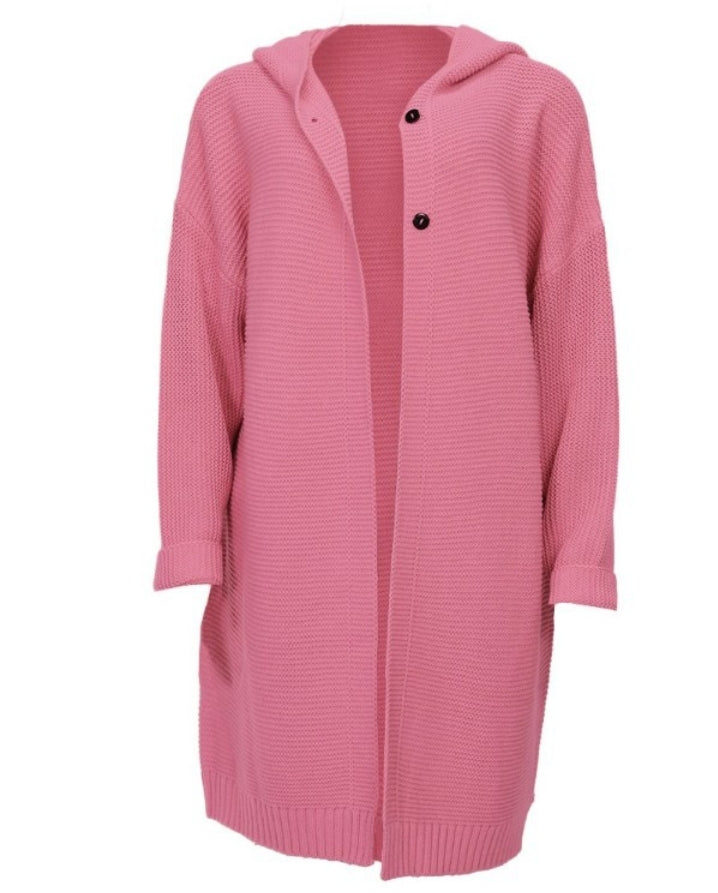 Long Sleeve Button Front Knit Hooded Cardigan