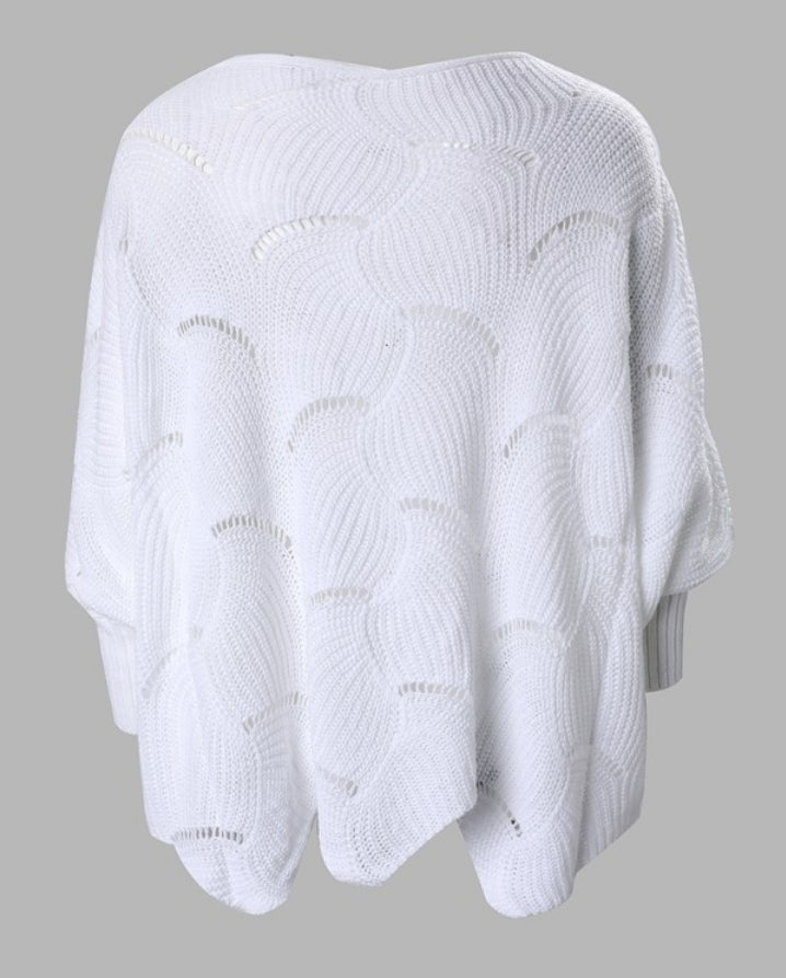 Casual hollow long sleeve knit sweater