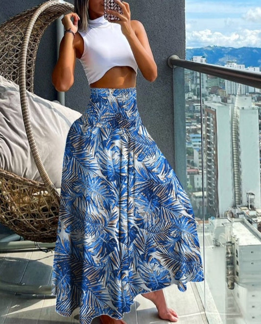 Premièrement : Le Pantalon larges , taille haute, à imprimé tropical femme, est la pièce parfaite pour insuffler une touche d’exotisme à votre garde-robe.