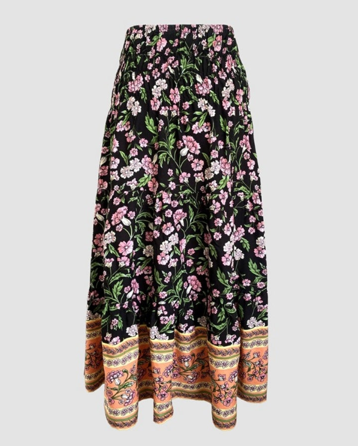 Premièrement : Cette Jupe longues plissées bohème d'été Jupes maxi fluides taille haute en ligne A Femme.