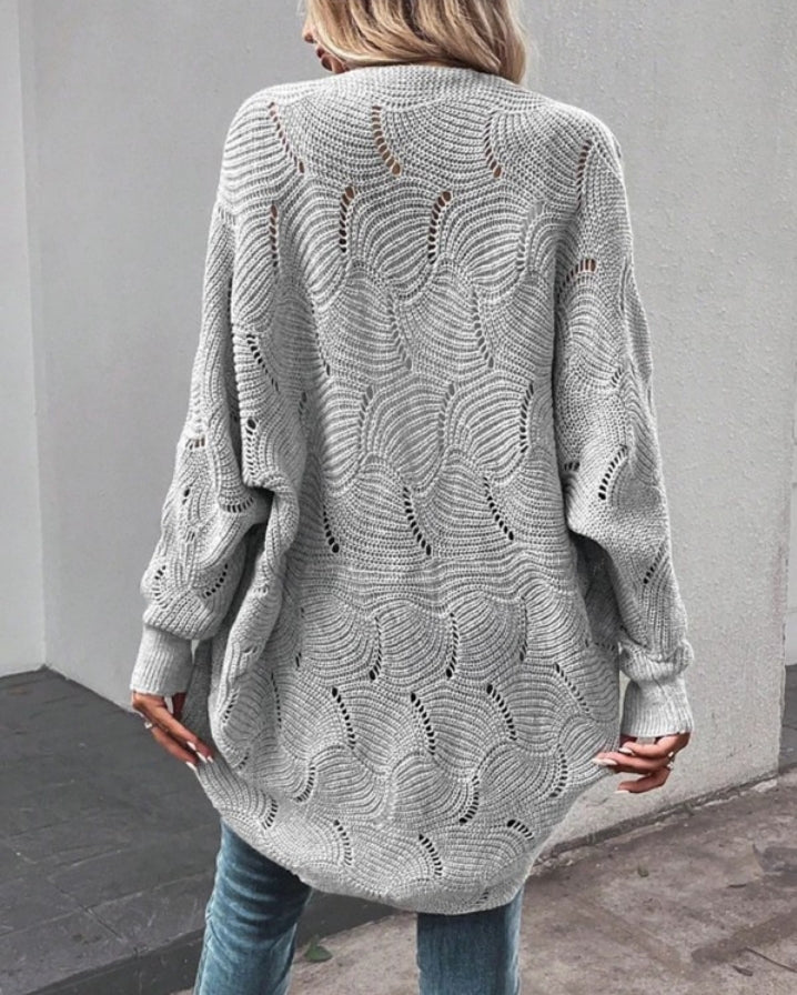 Long sleeve open front knit cardigan