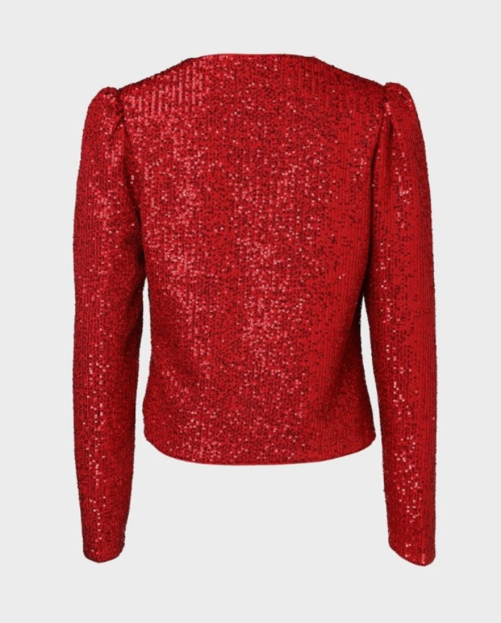 Premièrement : Brillez avec ce Manteau blazer à paillettes scintillantes, ouvert sur le devant , manches bouffantes femme.