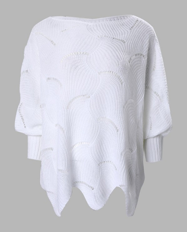 Casual hollow long sleeve knit sweater
