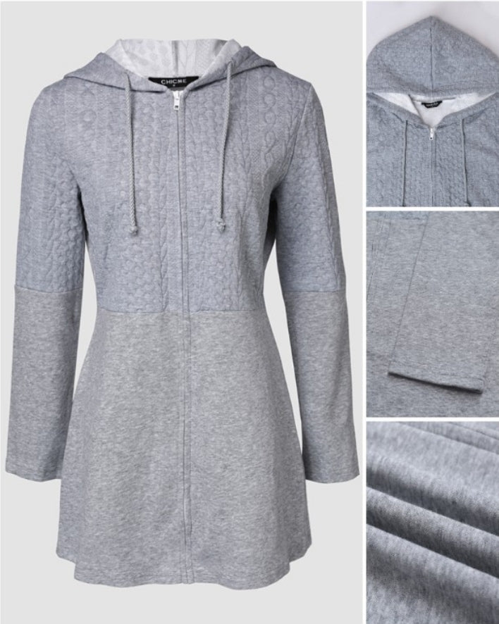 Premièrement : Adoptez un look chic et confortable avec ce Manteau décontracté à capuche avec fermeture éclair et texture torsadée femme 