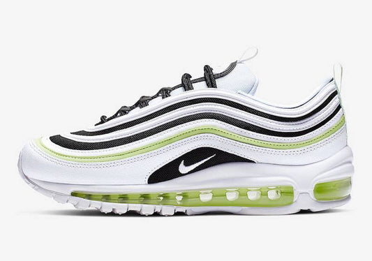 Premièrement, les baskets Nike Air Max 97 Femme incarnent un design emblématique et audacieux.