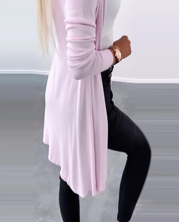 Long sleeve open front knit cardigan