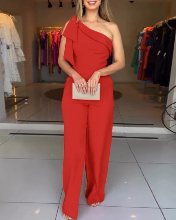 Premièrement : Adoptez un look à la fois moderne et raffiné avec cette Combinaison sans manches à une épaule avec détails noués , barboteuse décontractée à taille dénudées femme 