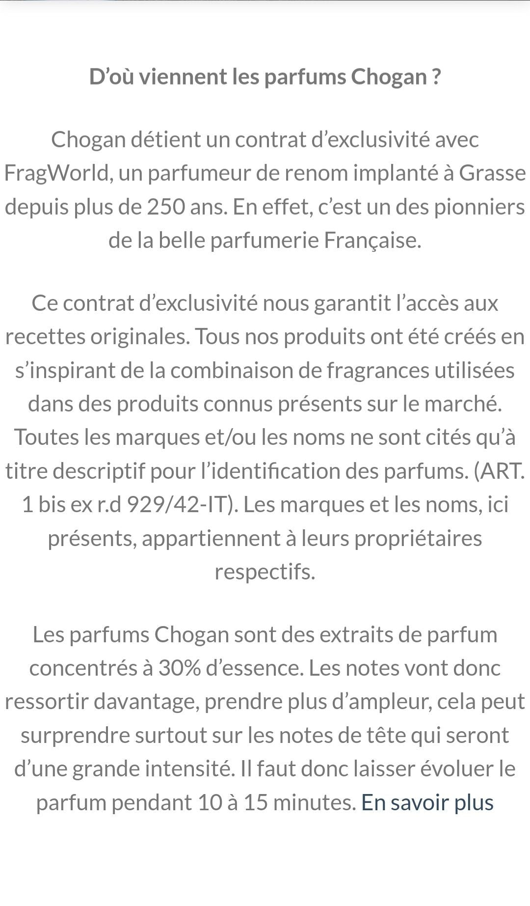 Notre instagram  pour nos parfum chogan